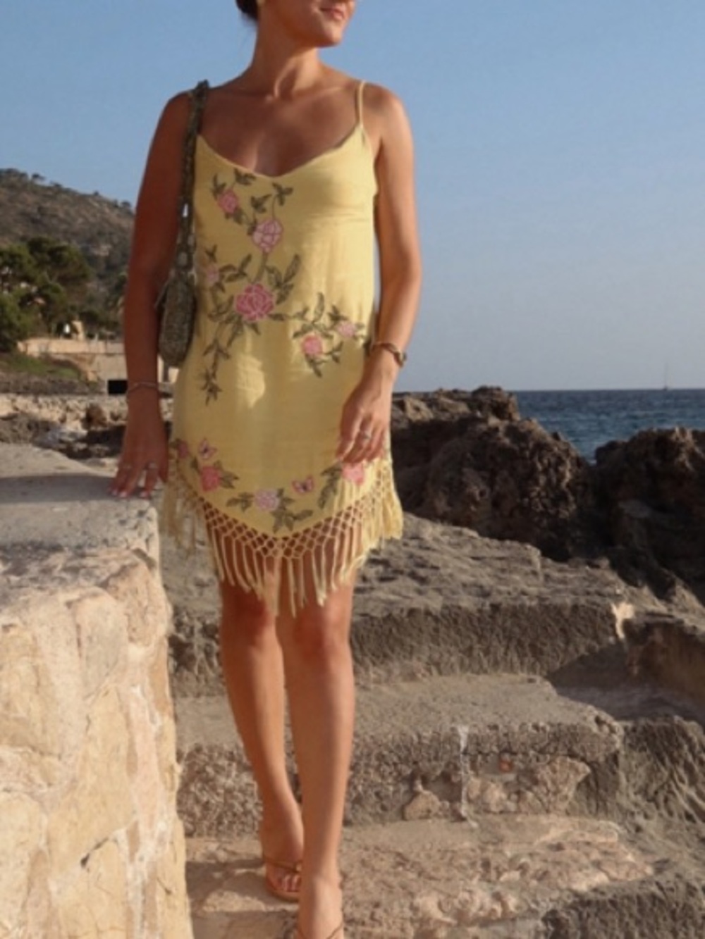Urban Outfitters Carmen Embroidered Fringe Mini Dress